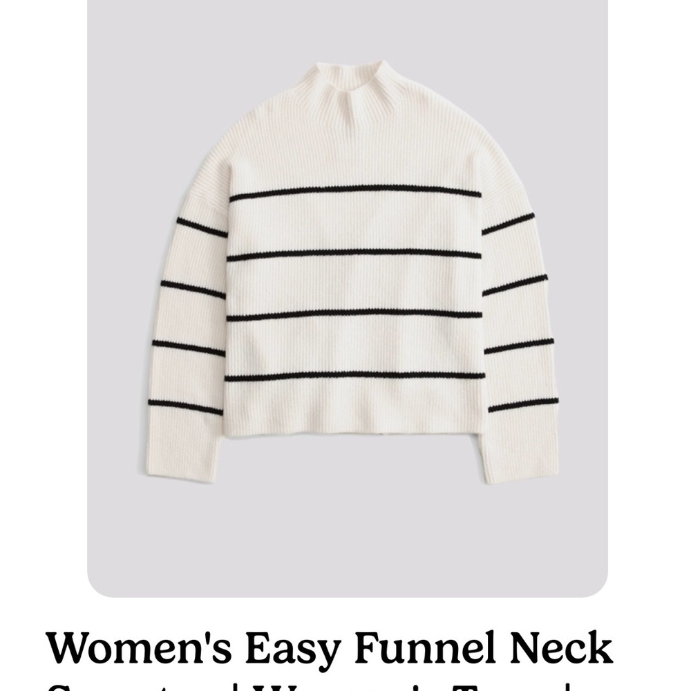 Abercrombie & Fitch Cream and Black Striped Turtleneck Sweater